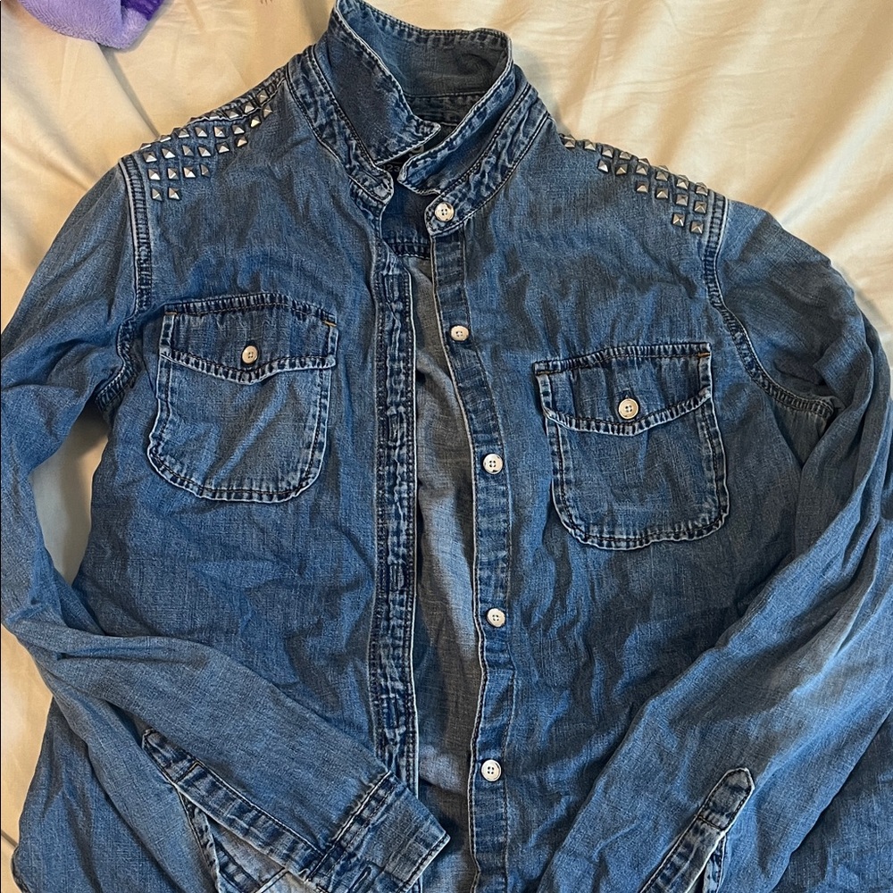 GAP 1969 Denim Button-Up Shirt - Blue